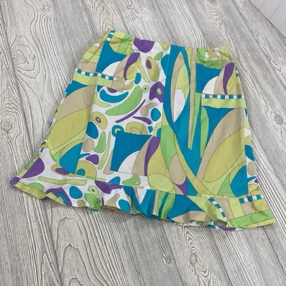 Carlisle Vintage Retro Teal Green Purple Abstract Tulip Skirt